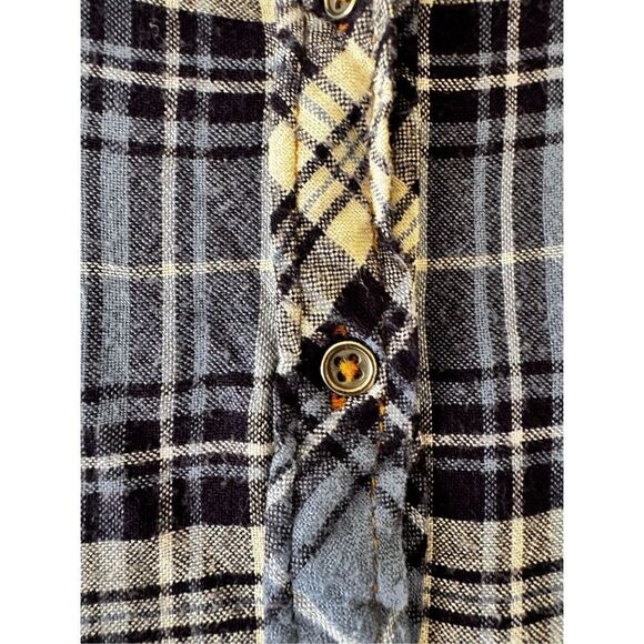 Sundance Flannel Button Up Shirt Long Sleeve Blue Plaid Flap Pockets Sz S #2375 - Picture 7 of 13
